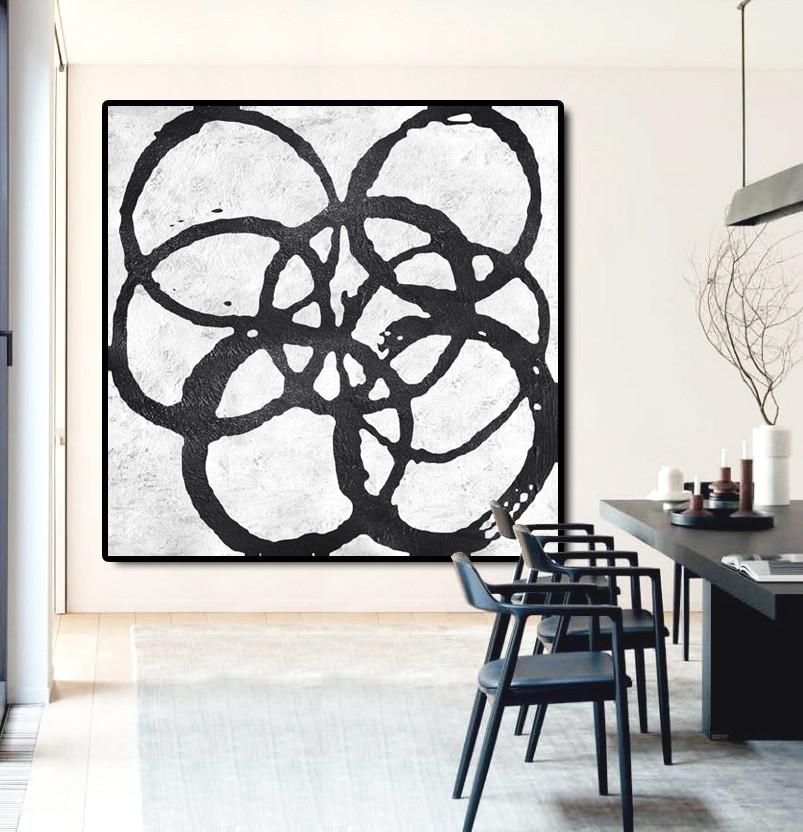 Minimal Black and White Painting #MN16A - Click Image to Close